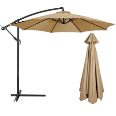 Umbrela de gradina diametru 300 cm suport tip picior reglabila impermeabila cadru otel tan