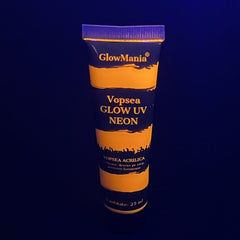Vopsea glow uv neon orange recipient 25 ml pentru body painting si proiecte artistice