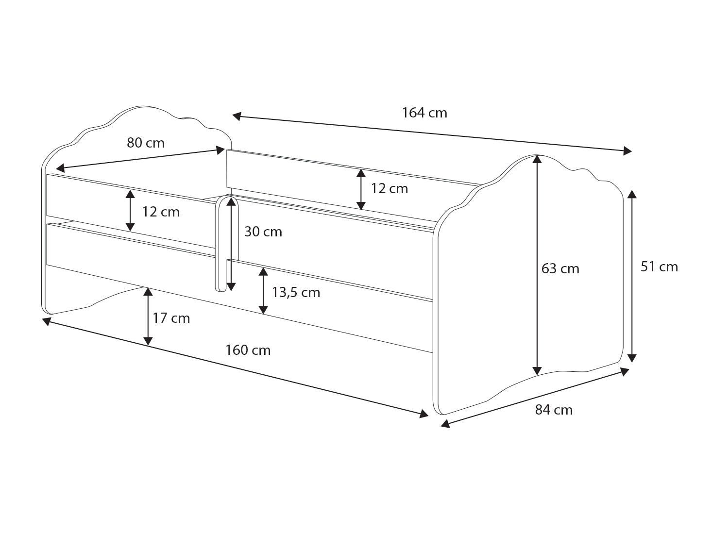 Pat de o persoana Fala 160x80 cu sertar