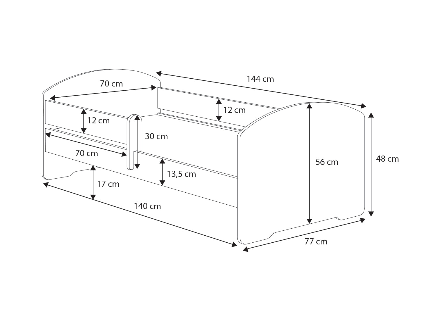 Pat de o persoana Luk 140x70 cu sertar