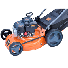 Masina de tuns gazon pe benzina Wolfson WFS4600 autopropulsata, 4 CP, 150 CC, 46 cm, cos 61 L, 7 trepte taiere, mulcire si evacuare laterala