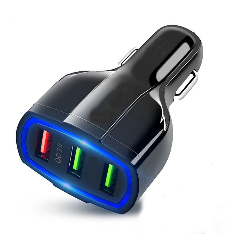Adaptor Bricheta Auto 3 porturi USB qc 3.0 12-24v negru