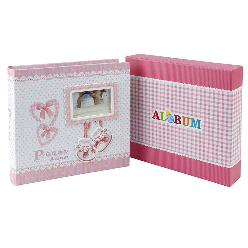 Album foto baby milo personalizabil 200 poze format 10-15 cm cutie culoare roz