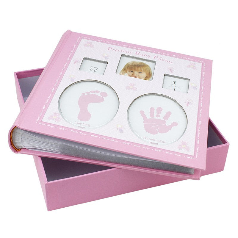 Album foto Baby Personalizabil 200 poze 10-15 cu Amprente Bebelus cutie - Roz