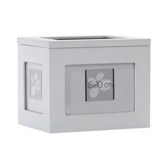 Album foto din lemn alb tip cutie personalizabila stocare 96 fotografii 10x15 20x16.5x15 cm