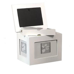 Album foto din lemn alb tip cutie personalizabila stocare 96 fotografii 10x15 20x16.5x15 cm