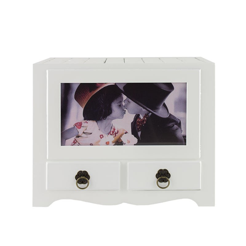 Album foto din lemn cu 2 sertare 10-15 personalizabil Procart - Alb