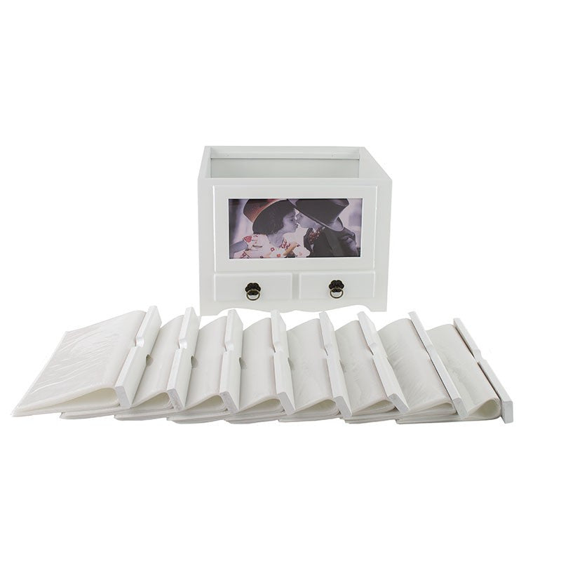 Album foto din lemn cu 2 sertare 10-15 personalizabil Procart - Alb