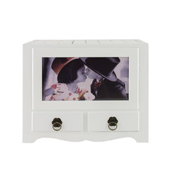 Album foto din lemn cu 2 sertare 10-15 personalizabil Procart - Alb