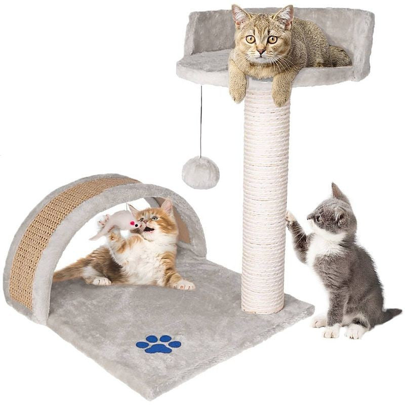 Ansamblu de joaca pentru Pisici Multifunctional cu 2 nivele funie Sisal gri