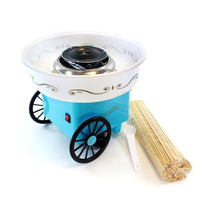 Aparat de facut vata de zahar 500w include 200 betisoare bol 30 cm culoare albastru