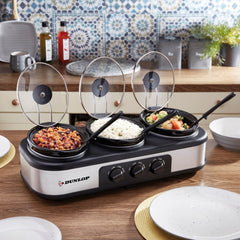 Aparat de gatit cu 3 boluri de 1.3 L cu gatire lenta Dunlop Slow Cooker XL