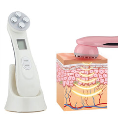 Aparat masaj facial cu ultrasunet 5 in 1 fototerapie antirid ecran lcd reincarcabil 750mah