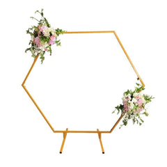 Arcada decor evenimente forma he-agonala cadru metal diametru 2 m aurie
