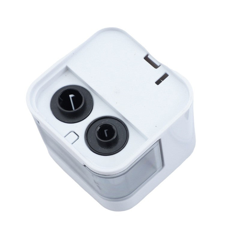 Ascutitoare electrica dubla incarcare usb baterii 7x7x7 cm alba