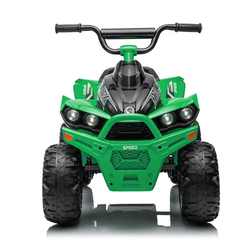 Atv electric pentru copii 2 - 35w 2 trepte de viteza cla-on muzica lumini fata roti spuma eva 3-8 ani verde