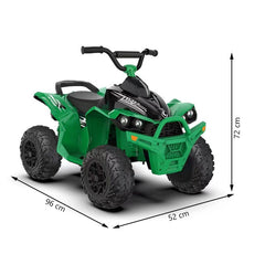 Atv electric pentru copii 2 - 35w 2 trepte de viteza cla-on muzica lumini fata roti spuma eva 3-8 ani verde