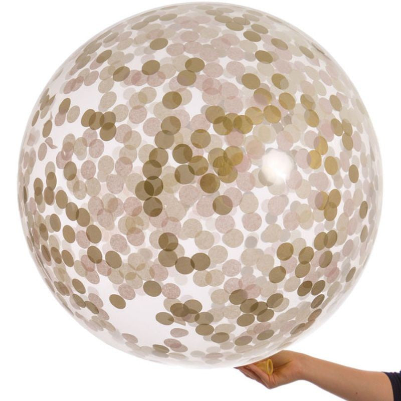 Balon Confetti diametru 18 inch latex transparent culoare Auriu