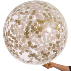 Balon Confetti diametru 18 inch latex transparent culoare Auriu