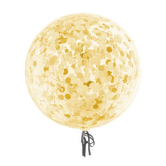 Balon Confetti diametru 18 inch latex transparent culoare Auriu