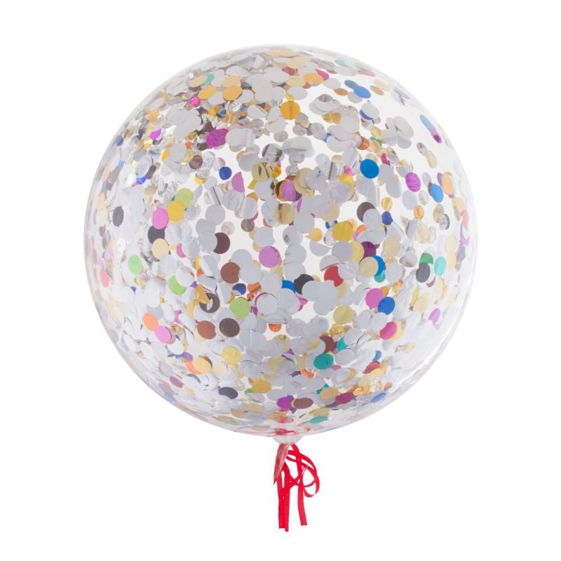Balon Confetti diametru 18 inch latex transparent culoare Multicolor