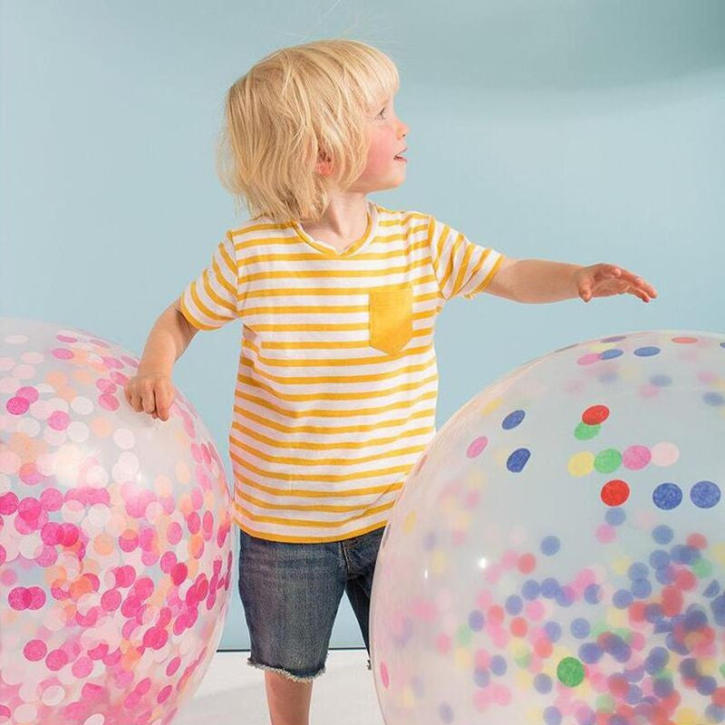 Balon Confetti diametru 18 inch latex transparent culoare Multicolor