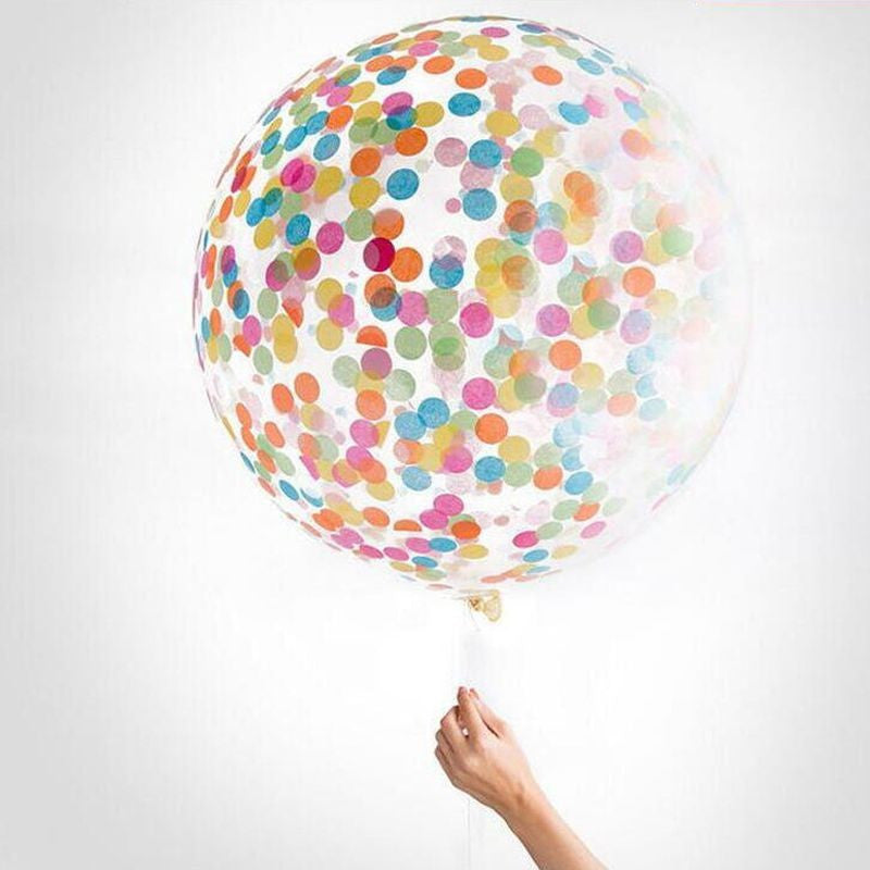 Balon Confetti diametru 18 inch latex transparent culoare Multicolor