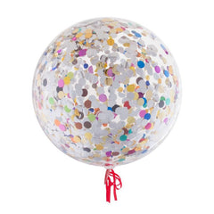 Balon Confetti diametru 18 inch latex transparent culoare Multicolor