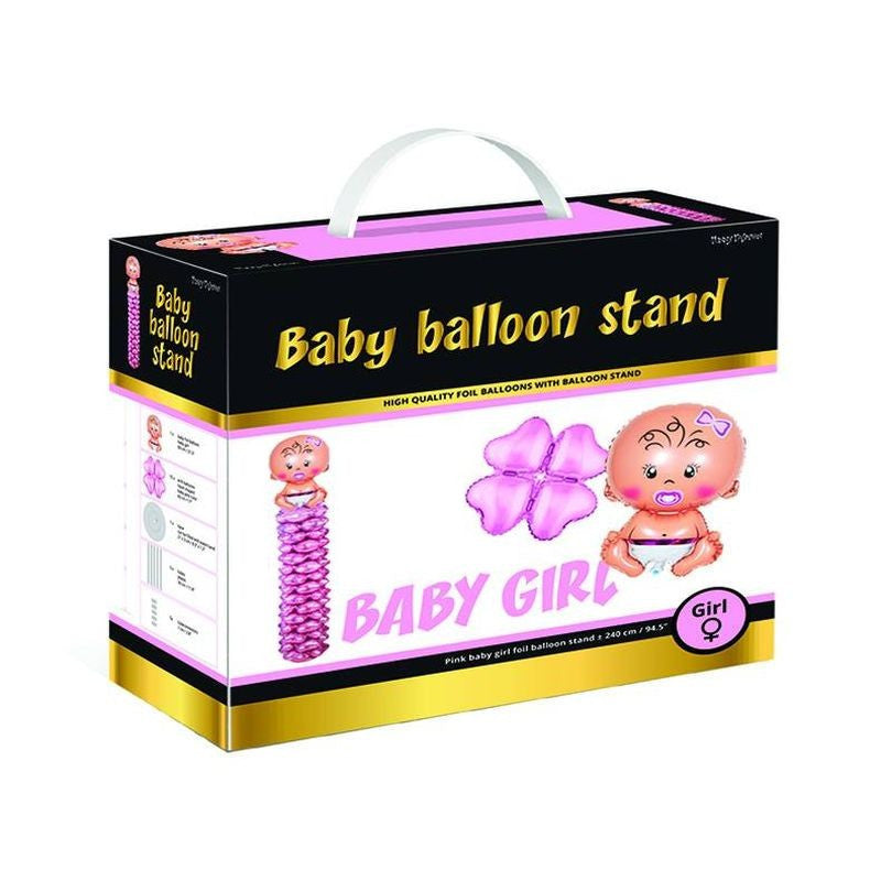 Balon folie figurina gigant bebelus 200 cm suport inclus set 16 piese culoare roz
