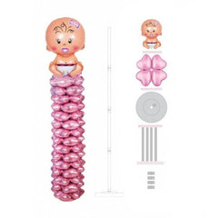 Balon folie figurina gigant bebelus 200 cm suport inclus set 16 piese culoare roz