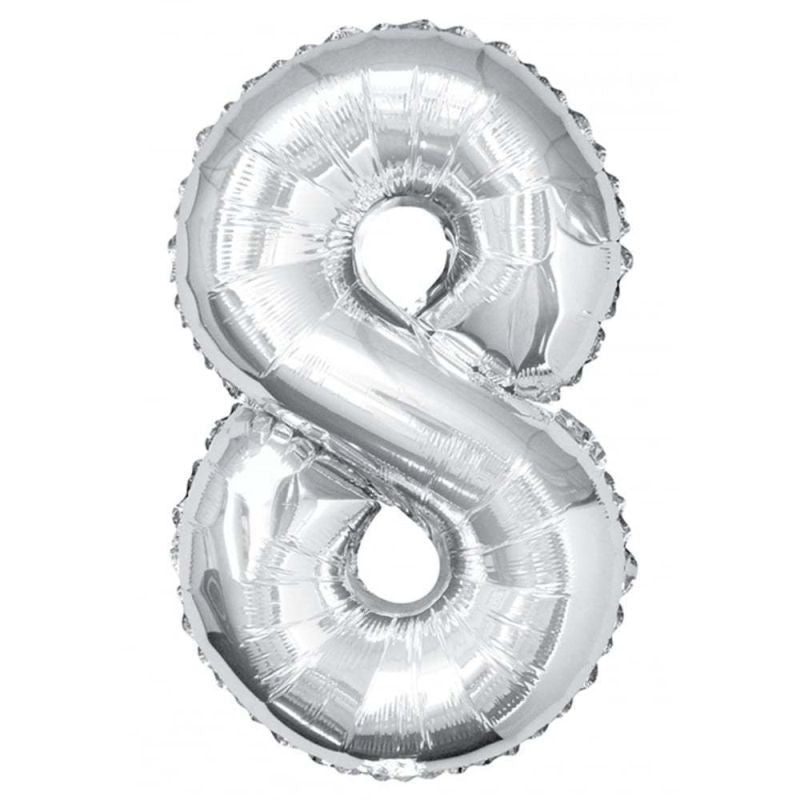 Balon folie Gigant culoare Argintiu inaltime 74 cm - cifra 8