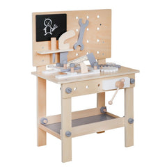 Banc de lucru pentru copii masa de bricolaj unelte raft depozitare din lemn 46x26x67 cm