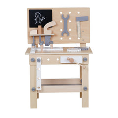 Banc de lucru pentru copii masa de bricolaj unelte raft depozitare din lemn 46x26x67 cm