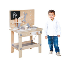 Banc de lucru pentru copii masa de bricolaj unelte raft depozitare din lemn 46x26x67 cm