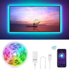 Banda led rgb smart wi-fi ios android 2.8 m control vocal sincronizare muzica configurare simpla
