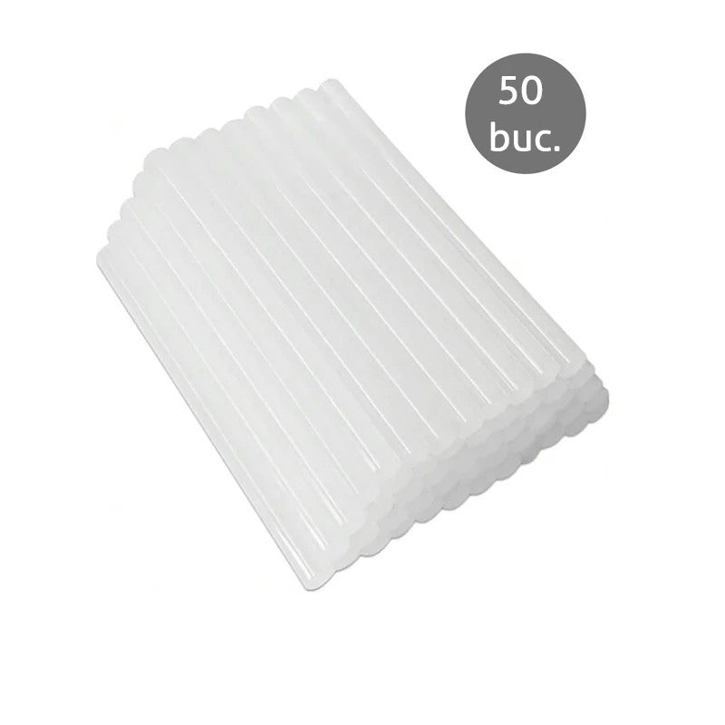 Batoane silicon rezerva pistol de lipit cu diametru 11 mm transparente set 50 bucati