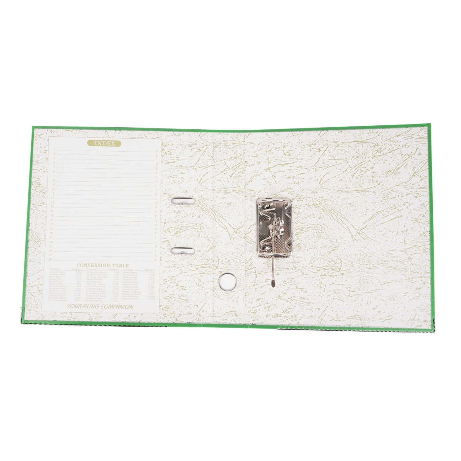 Biblioraft plastifiat a4 latime cotor 5 cm bordura metalica diverse culori culoare verde