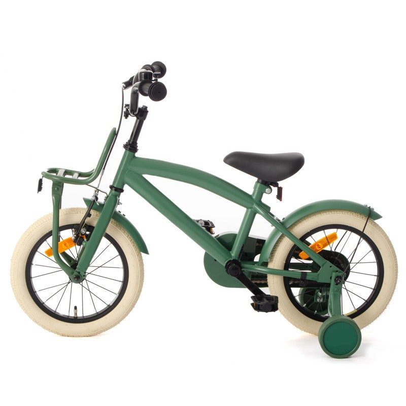 Bicicleta copii 12 inch roti ajutatoare detasabile frane v-brake scaun si ghidon reglabile verde
