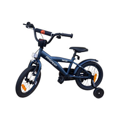Bicicleta copii 3-5 ani 14 inch v-brake roti ajutatoare manere cauciucate jante aluminiu cadru otel albastra