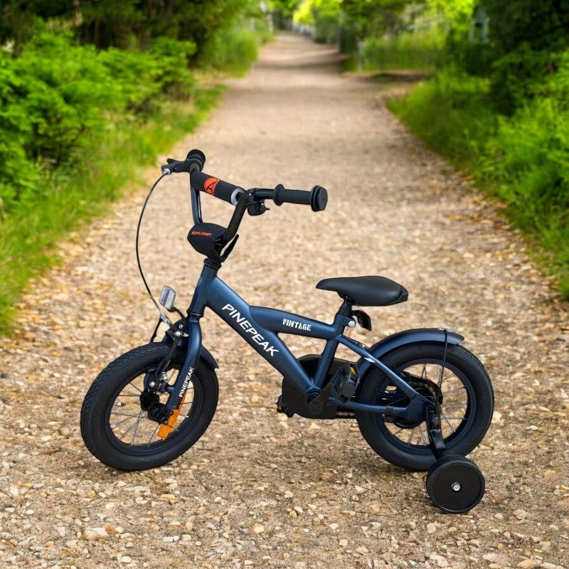 Bicicleta copii cadru otel roti 12 inch reglare inaltime frana v-brake stop si far roti ajutatoare