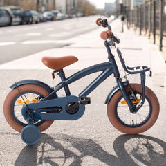 Bicicleta copii cool boy 12 inch cadru otel jante aluminiu roti ajutatoare reglabila pe inaltime v-brake bleumarin