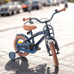Bicicleta copii cool boy 12 inch cadru otel jante aluminiu roti ajutatoare reglabila pe inaltime v-brake bleumarin