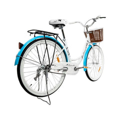Bicicleta dama 26 inch cadru fara bara otel cos cumparaturi si motive florale maltrack