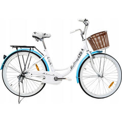 Bicicleta dama 26 inch cadru fara bara otel cos cumparaturi si motive florale maltrack