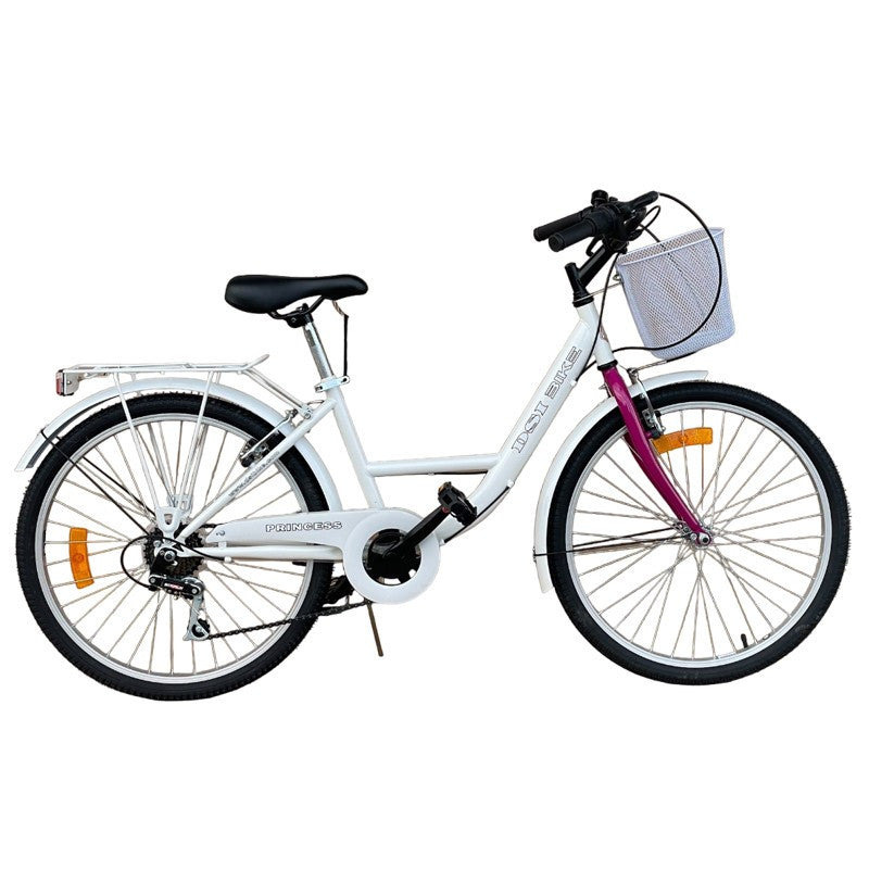 Bicicleta dama roti 24 inch portbagaj cos cumparaturi frane v-brake 6 viteze