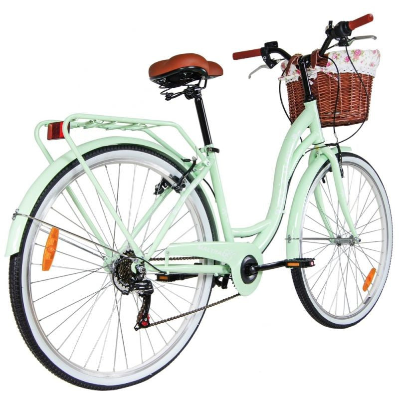 Bicicleta de dama 28 inch 6 viteze cadru otel fara bara cos ratan