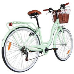 Bicicleta de dama 28 inch 6 viteze cadru otel fara bara cos ratan