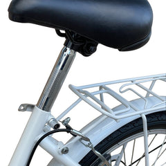 Bicicleta de oras 20 inch cadru otel 6 viteze cos cumparaturi portbagaj alb