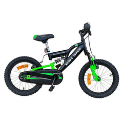 Bicicleta MTB 16 inch suspensii aparatoare lant sistem franare V-Brake negru verde