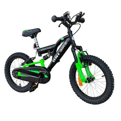 Bicicleta MTB 16 inch suspensii aparatoare lant sistem franare V-Brake negru verde